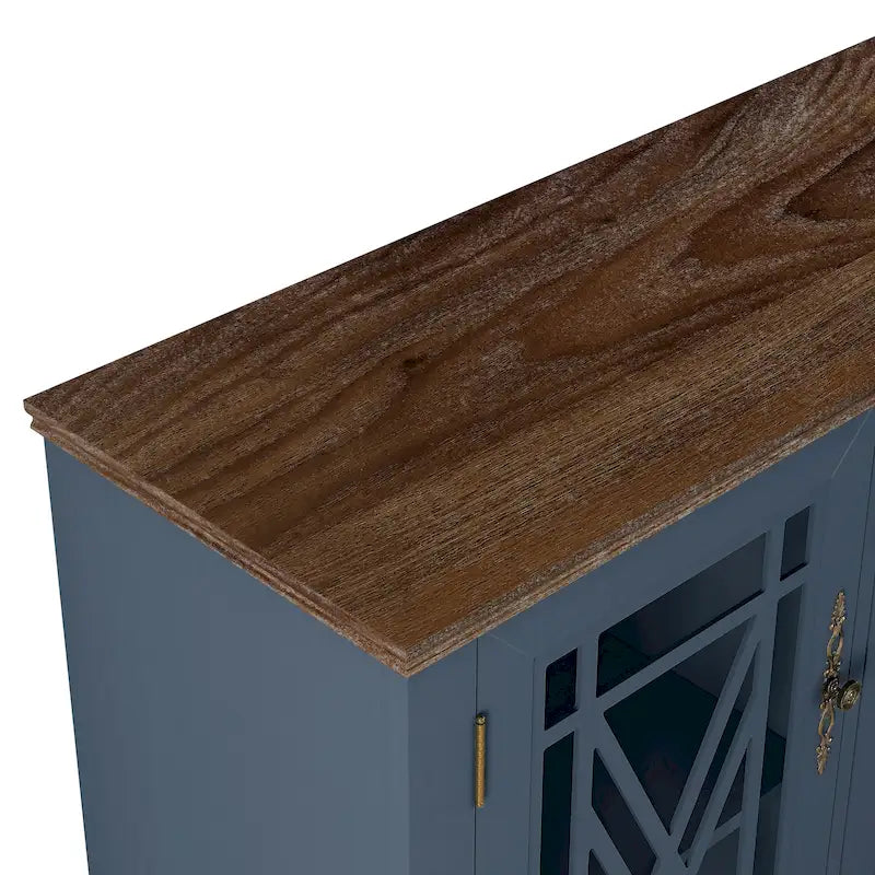 Credenza in legno in stile vintage per la cucina, mobile laterale decorativo, larga 63 pollici