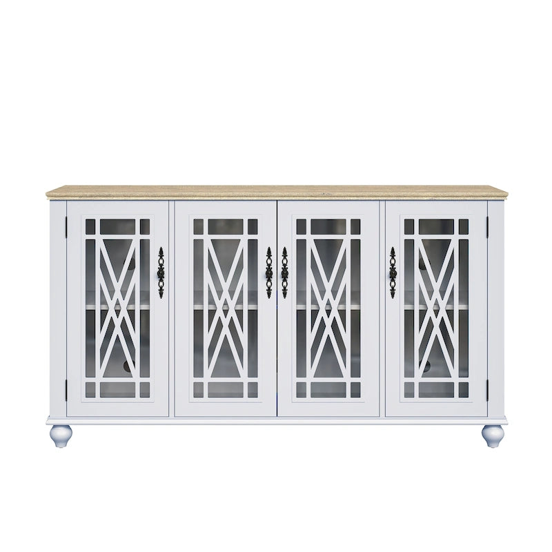 Credenza in legno in stile vintage per la cucina, mobile laterale decorativo, larga 63 pollici