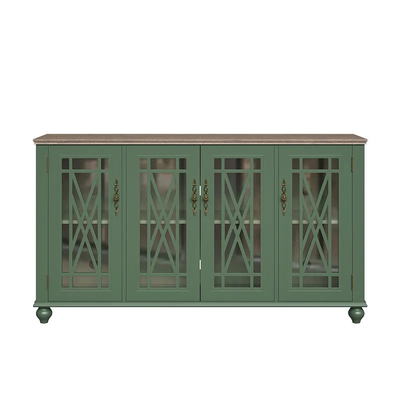 Credenza in legno in stile vintage per la cucina, mobile laterale decorativo, larga 63 pollici