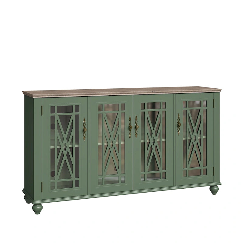 Credenza in legno in stile vintage per la cucina, mobile laterale decorativo, larga 63 pollici