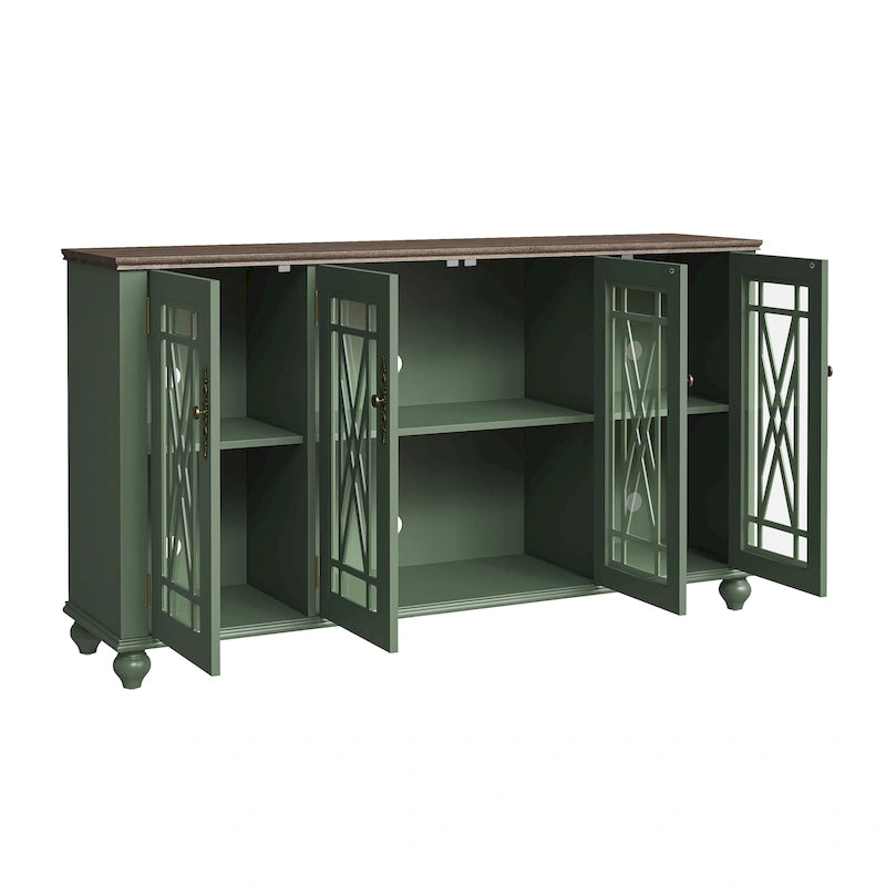 Credenza in legno in stile vintage per la cucina, mobile laterale decorativo, larga 63 pollici