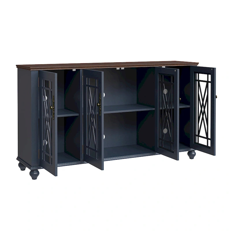 Credenza in legno in stile vintage per la cucina, mobile laterale decorativo, larga 63 pollici