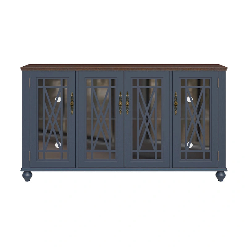 Credenza in legno in stile vintage per la cucina, mobile laterale decorativo, larga 63 pollici