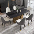 Tavolo da pranzo in pietra sinterizzata Pandora bianco e nero per 6-8 persone, gambe in metallo color oro