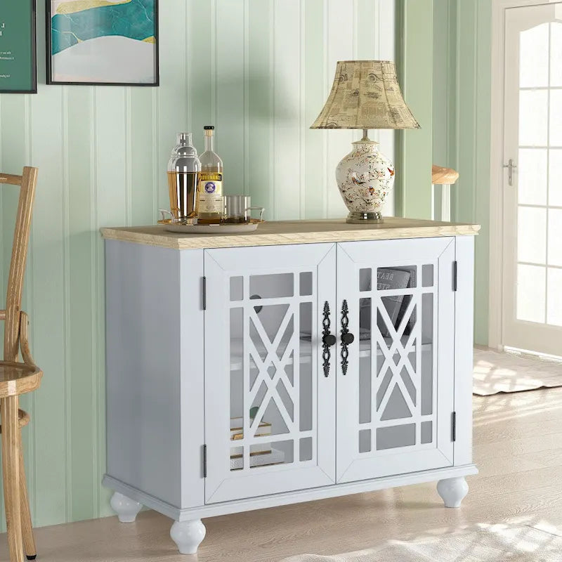 Buffet de cuisine de style vintage de 38 pouces, meuble bas d’appoint