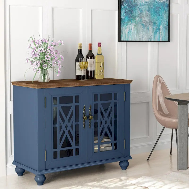 Buffet de cuisine de style vintage de 38 pouces, meuble bas d’appoint