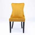 Sedia da pranzo in velluto con schienale ad ali e finiture con rivetti, set da 2 (Oro / Grigio / Nero / Blu / Beige)