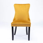 Sedia da pranzo in velluto con schienale ad ali e finiture con rivetti, set da 2 (Oro / Grigio / Nero / Blu / Beige)