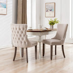 Sedia da pranzo in velluto con schienale ad ali e finiture con rivetti, set da 2 (Oro / Grigio / Nero / Blu / Beige)