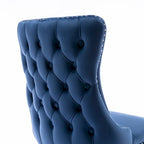 Sedia da pranzo in velluto con schienale ad ali e finiture con rivetti, set da 2 (Oro / Grigio / Nero / Blu / Beige)