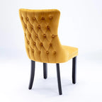 Sedia da pranzo in velluto con schienale ad ali e finiture con rivetti, set da 2 (Oro / Grigio / Nero / Blu / Beige)