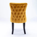 Sedia da pranzo in velluto con schienale ad ali e finiture con rivetti, set da 2 (Oro / Grigio / Nero / Blu / Beige)
