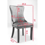 Sedia da pranzo in velluto con schienale ad ali e finiture con rivetti, set da 2 (Oro / Grigio / Nero / Blu / Beige)