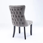 Sedia da pranzo in velluto con schienale ad ali e finiture con rivetti, set da 2 (Oro / Grigio / Nero / Blu / Beige)