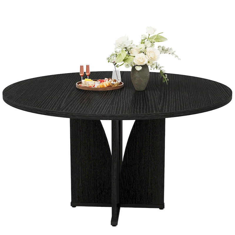 Tavolo da pranzo rotondo con piedistallo marrone per 4 persone, 99,99 cm