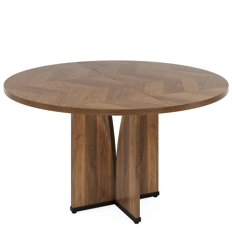 Tavolo da pranzo rotondo con piedistallo marrone per 4 persone, 99,99 cm