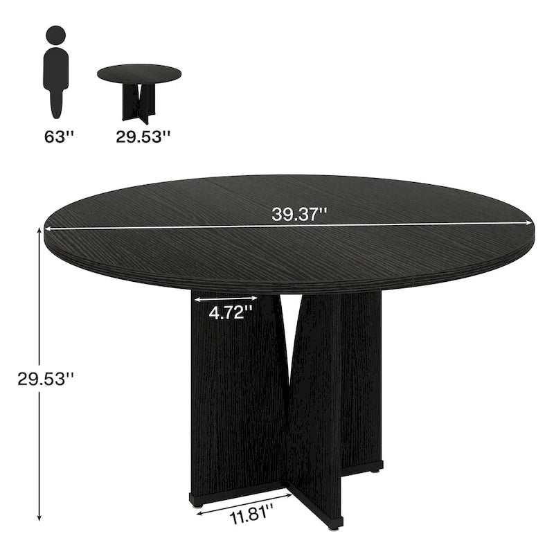Tavolo da pranzo rotondo con piedistallo marrone per 4 persone, 99,99 cm