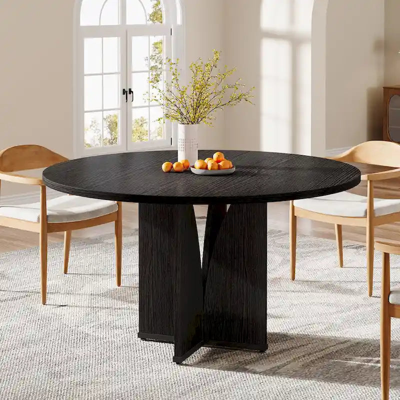 Tavolo da pranzo rotondo con piedistallo marrone per 4 persone, 99,99 cm