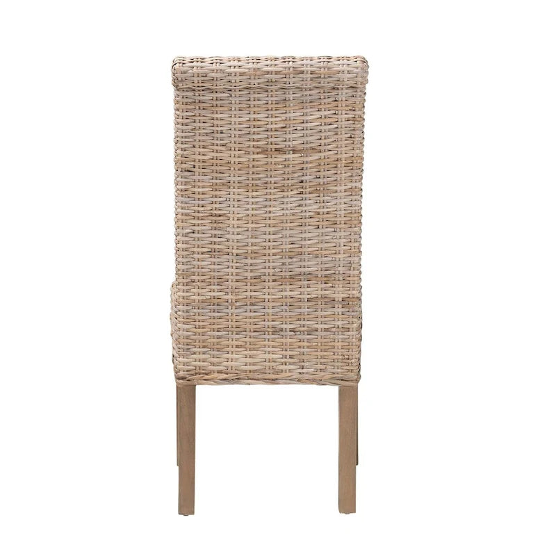 Sedia da pranzo grigia in rattan Kubu e legno di mango bohémien, 1 posto