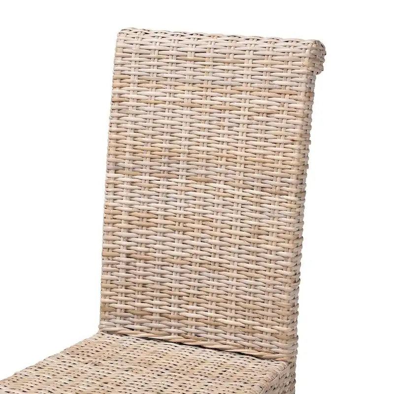 Sedia da pranzo grigia in rattan Kubu e legno di mango bohémien, 1 posto