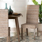 Sedia da pranzo grigia in rattan Kubu e legno di mango bohémien, 1 posto