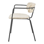 Sedia da pranzo con braccioli in tessuto panna/grigio, set da 2