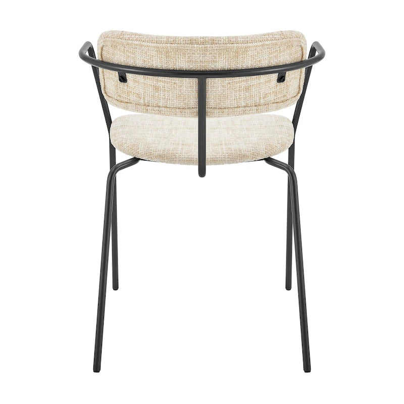 Sedia da pranzo con braccioli in tessuto panna/grigio, set da 2