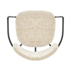 Sedia da pranzo con braccioli in tessuto panna/grigio, set da 2