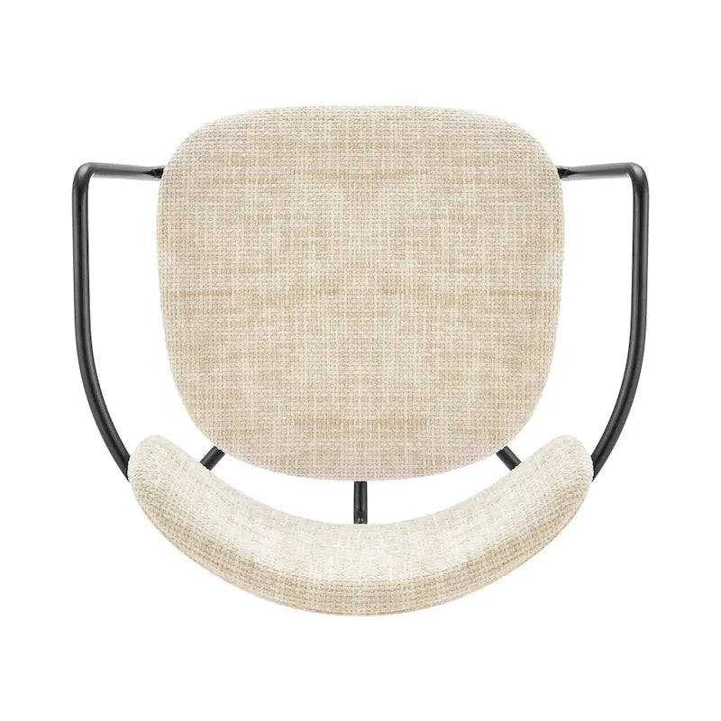 Sedia da pranzo con braccioli in tessuto panna/grigio, set da 2