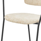 Sedia da pranzo con braccioli in tessuto panna/grigio, set da 2