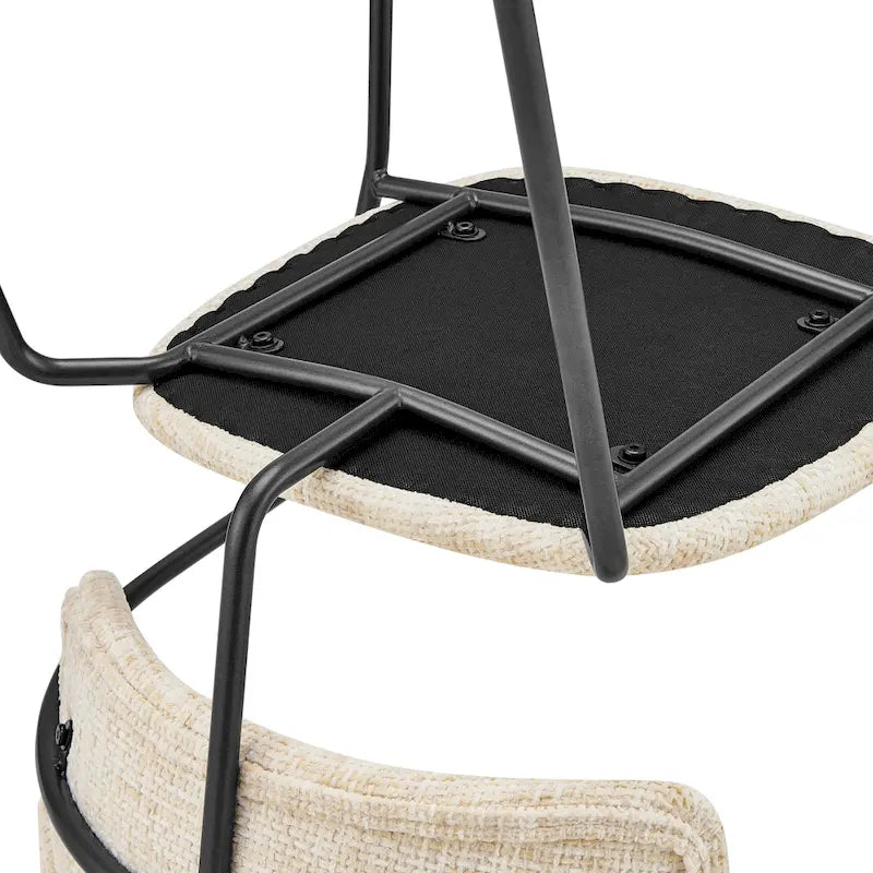 Sedia da pranzo con braccioli in tessuto panna/grigio, set da 2