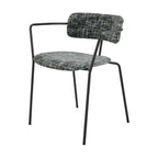 Sedia da pranzo con braccioli in tessuto panna/grigio, set da 2