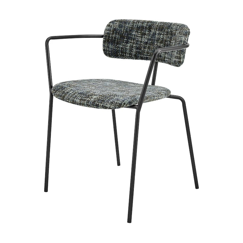 Sedia da pranzo con braccioli in tessuto panna/grigio, set da 2