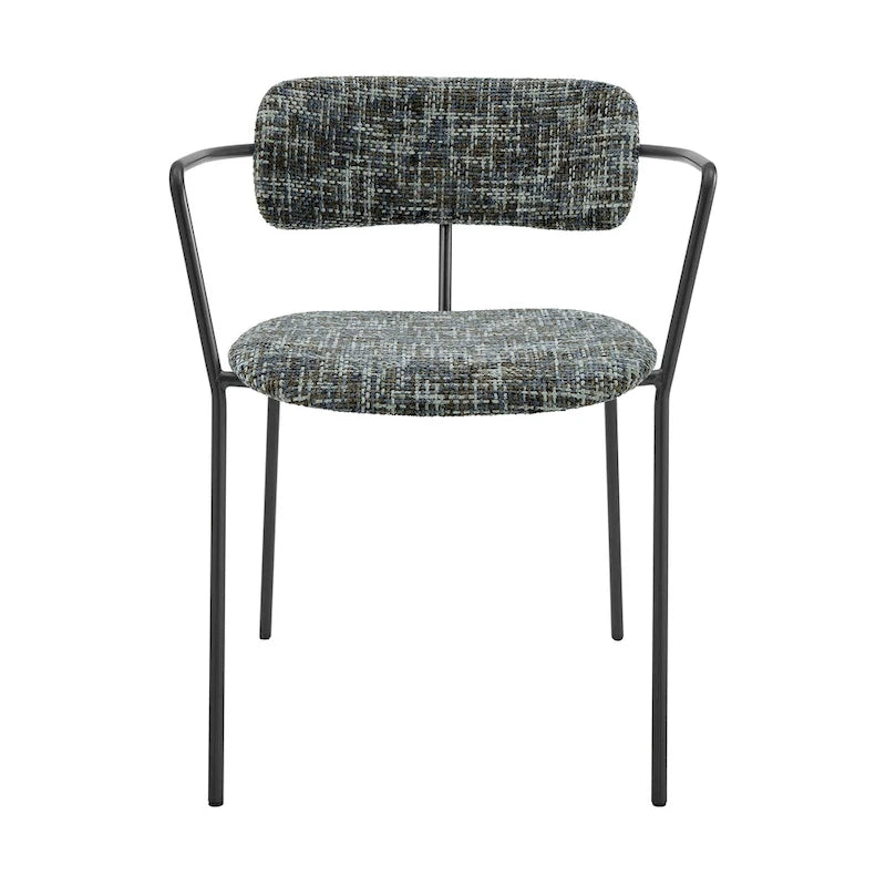 Sedia da pranzo con braccioli in tessuto panna/grigio, set da 2