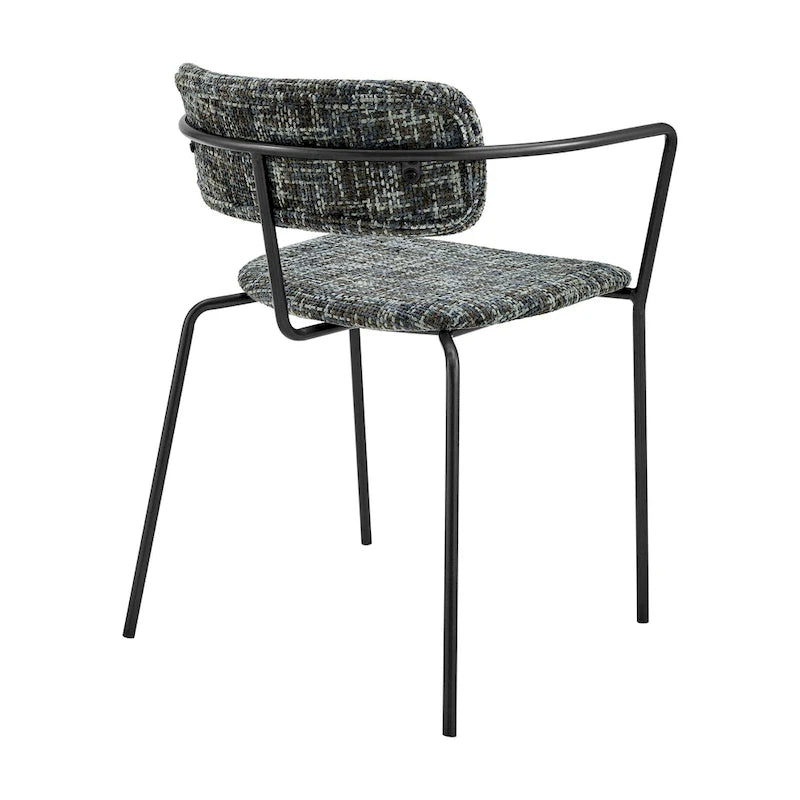 Sedia da pranzo con braccioli in tessuto panna/grigio, set da 2
