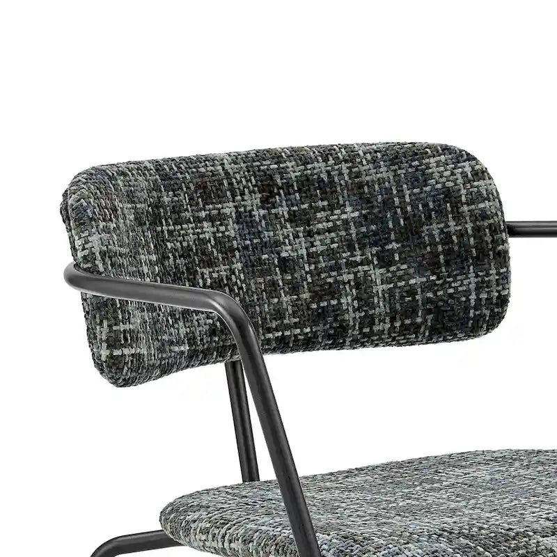 Sedia da pranzo con braccioli in tessuto panna/grigio, set da 2