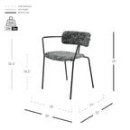 Sedia da pranzo con braccioli in tessuto panna/grigio, set da 2
