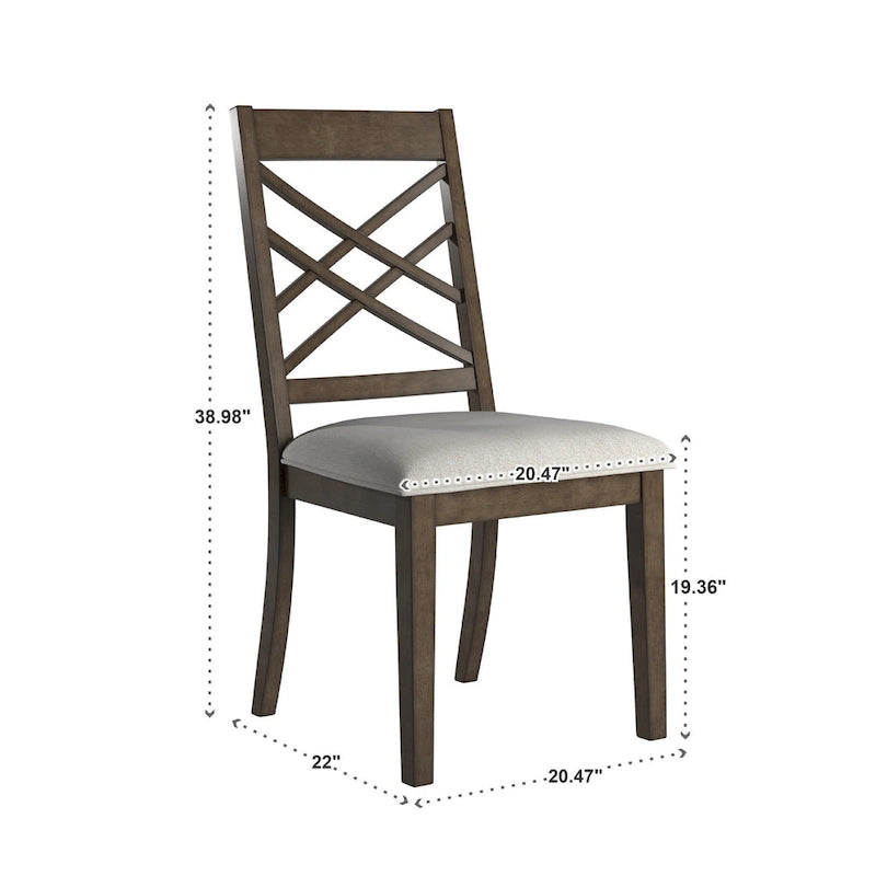 Sedia da pranzo imbottita con schienale a griglia, finitura Espresso, set da 2