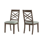 Sedia da pranzo imbottita con schienale a griglia, finitura Espresso, set da 2