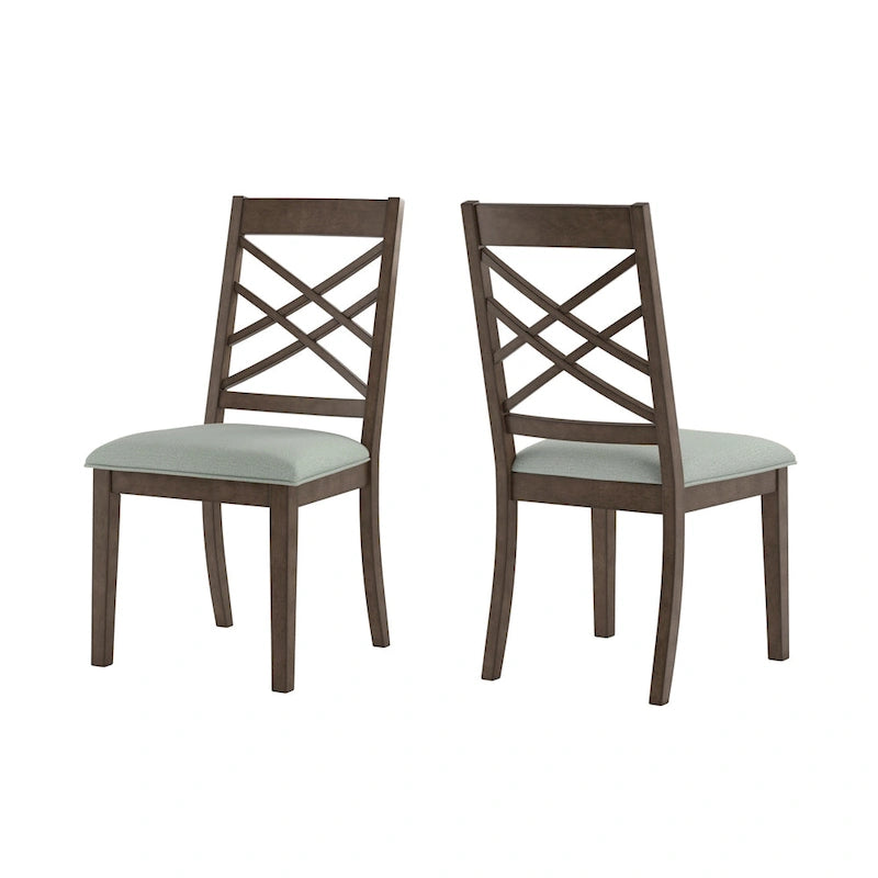 Sedia da pranzo imbottita con schienale a griglia, finitura Espresso, set da 2