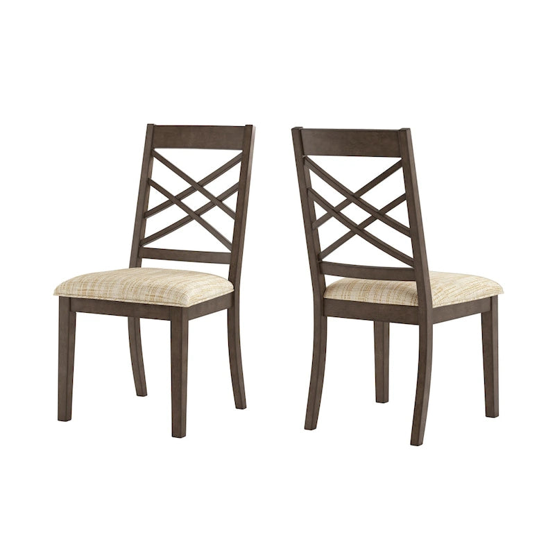 Sedia da pranzo imbottita con schienale a griglia, finitura Espresso, set da 2