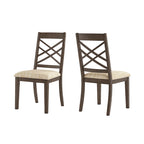 Sedia da pranzo imbottita con schienale a griglia, finitura Espresso, set da 2