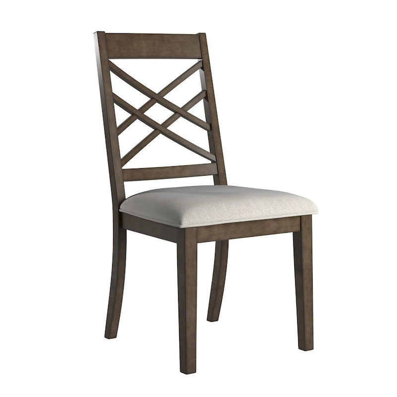 Sedia da pranzo imbottita con schienale a griglia, finitura Espresso, set da 2