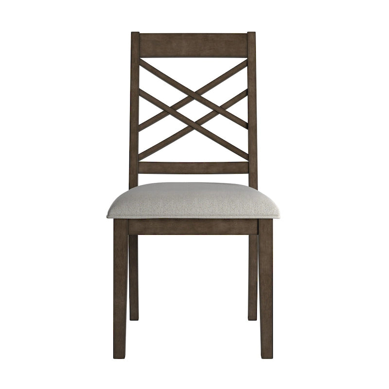 Sedia da pranzo imbottita con schienale a griglia, finitura Espresso, set da 2