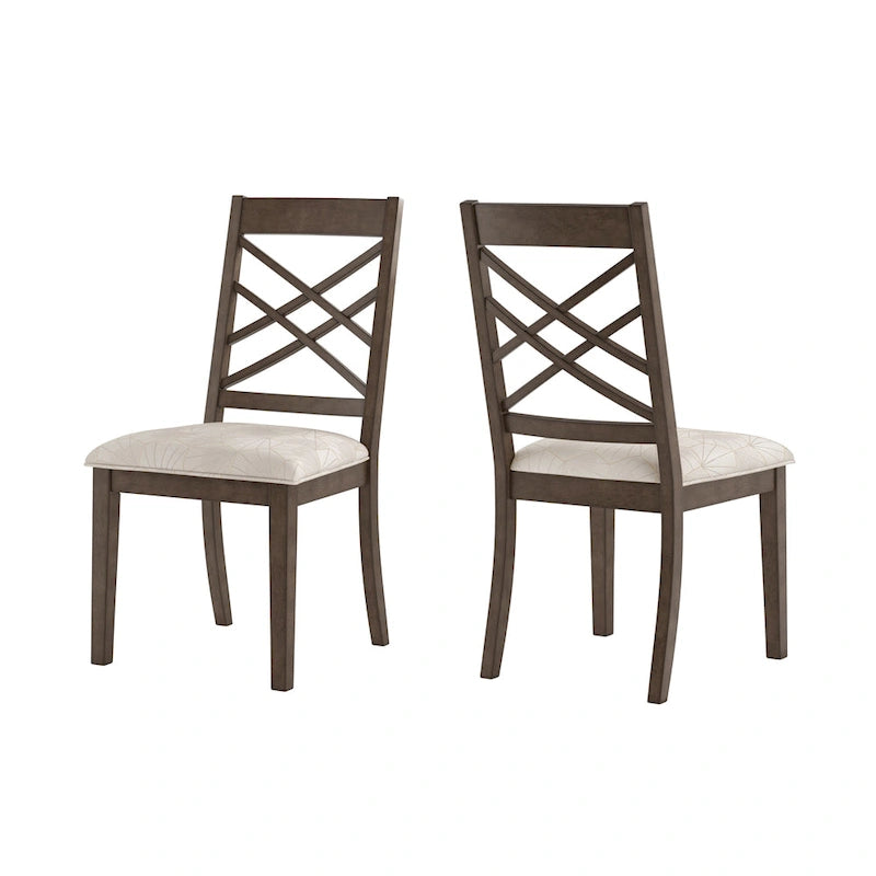 Sedia da pranzo imbottita con schienale a griglia, finitura Espresso, set da 2