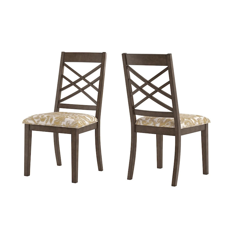 Sedia da pranzo imbottita con schienale a griglia, finitura Espresso, set da 2