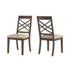 Sedia da pranzo imbottita con schienale a griglia, finitura Espresso, set da 2