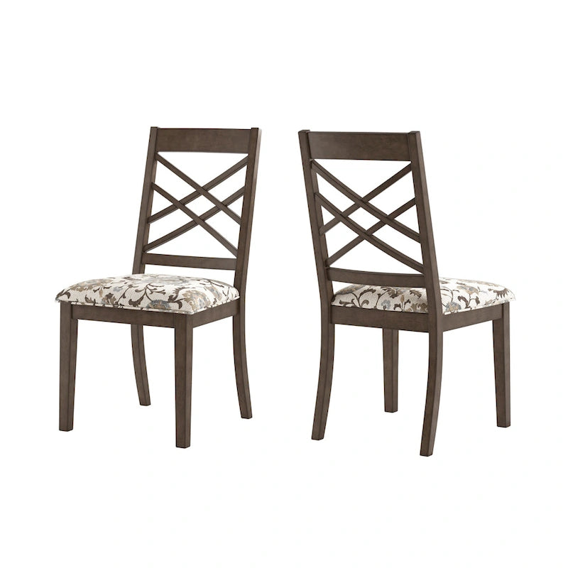 Sedia da pranzo imbottita con schienale a griglia, finitura Espresso, set da 2