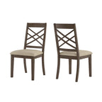 Sedia da pranzo imbottita con schienale a griglia, finitura Espresso, set da 2