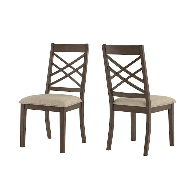Sedia da pranzo imbottita con schienale a griglia, finitura Espresso, set da 2